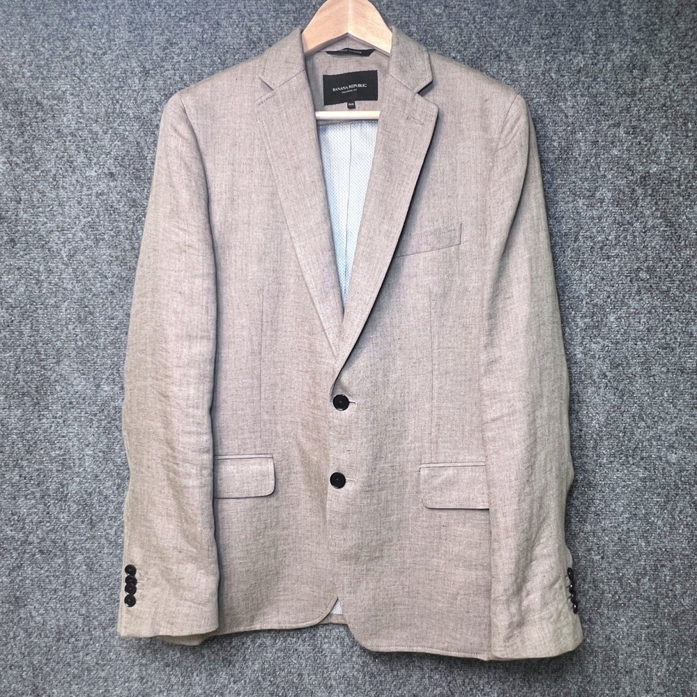Banana Republic Mens 38R Tailored Fit Linen Blazer Cali Khaki 932467 Sport Coat